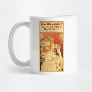 J C BOLDOOT EAU DE COLOGNE PARFUMERIE Art Nouveau Lithograph by Privat Livemont Mug